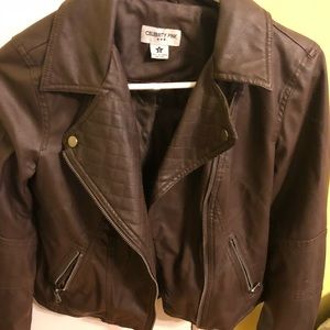 Brown Faux Leather Moro Jacket